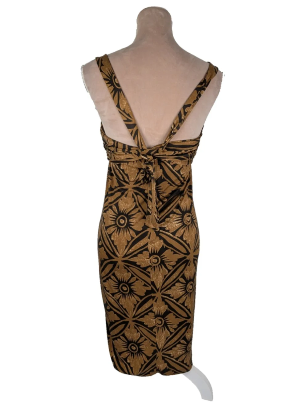 Vintage Diane Von Furstenberg Knit Silk Tonga Midi Wrap Dress Tan Brown Sz 6